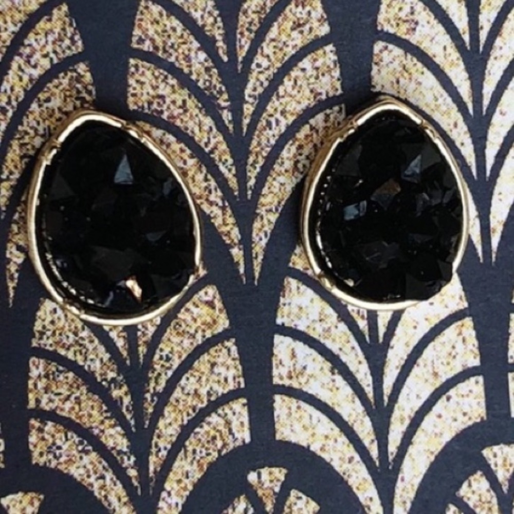 Black & Gold Druzy quartz earrings